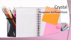  Presentation with notebook paper wiht clip - Presentation featuring blank checked notebook with notice background and a  colored foreground