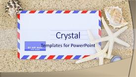  Presentation with sea shells - Amazing slides having blank classic air mail envelope backdrop and a sky blue colored foreground