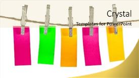  Presentation with blank - PPT theme consisting of blank colored paper sheets hanging background and a lemonade colored foreground