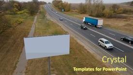  Presentation with advertising - Colorful PPT theme enhanced with blank-commercial-advertising-billboard-aerial backdrop and a tawny brown colored foreground
