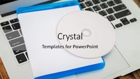  Presentation with laptop blank screen - Presentation design enhanced with blank compact disc with cover background and a white colored foreground