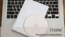  Presentation with cover your bases - Audience pleasing presentation theme consisting of blank compact disc with cover backdrop and a light gray colored foreground