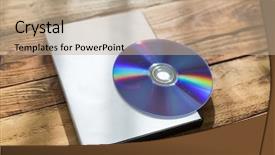 Presentation with wood - Amazing PPT theme having blank compact disc with cover backdrop and a coral colored foreground