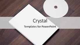  Presentation with wood - Cool new slide deck with blank compact disc with cover backdrop and a white colored foreground