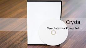  Presentation with wood - Beautiful PPT layouts featuring blank compact disc with cover backdrop and a sky blue colored foreground