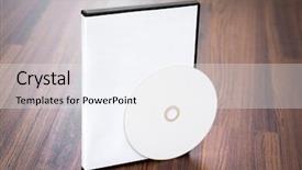  Presentation with cd cover - Colorful presentation design enhanced with blank compact disc with cover backdrop and a sky blue colored foreground