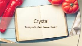  Presentation with cookbook - Presentation theme having cooking book - blank cookbook and vegetable background and a cream colored foreground