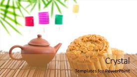  Presentation with trademark - PPT theme enhanced with blank copy space traditional mooncake background and a gold colored foreground