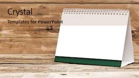  Presentation with christmas blank wooden signboard - Cool new slide set with date announcment - blank desk calendars on wooden backdrop and a coral colored foreground