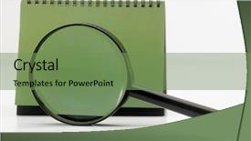  Presentation with glass - Beautiful PPT theme featuring blank destop calendar and magnifier backdrop and a  colored foreground