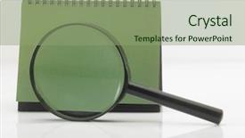  Presentation with magnify glass - Colorful presentation design enhanced with blank destop calendar and magnifier backdrop and a  colored foreground