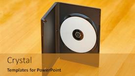  Presentation with case - Presentation theme with blank-dvd-in-plastic-case background and a  colored foreground