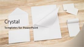  Presentation with name - Cool new presentation theme with blank envelopes name card backdrop and a white colored foreground