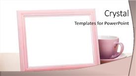  Presentation with coffee cup - Presentation design enhanced with stack of gold coins on background and a light gray colored foreground