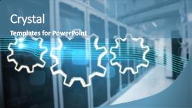  Presentation with futuristic - Slide deck having blank gears against futuristic screen background and a teal colored foreground