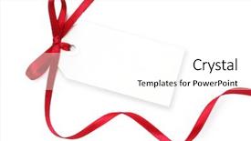  Presentation with red banner - Beautiful PPT theme featuring blank gift tag tied backdrop and a white colored foreground