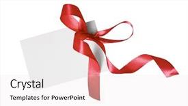 Presentation with red banner - Presentation theme featuring blank gift tag tied background and a sky blue colored foreground