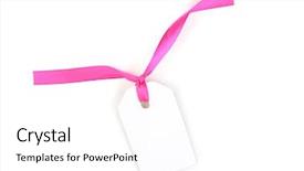  Presentation with pink satin - Colorful slide deck enhanced with blank gift tag with pink backdrop and a white colored foreground