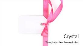  Presentation with pink satin - Cool new PPT layouts with blank gift tag with pink satin bow and ribbon isolated on white backdrop and a white colored foreground