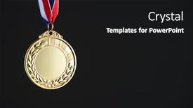  Presentation with gold medal - Audience pleasing PPT theme consisting of blank gold medal on the black background backdrop and a black colored foreground