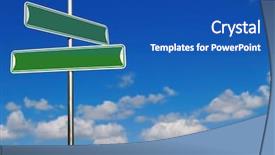  Presentation with blank signs - PPT theme with blank green street name signs background and a ocean colored foreground
