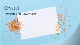  Presentation with birthday greetings - PPT layouts having blank greeting card and star shaped sweets holiday template christmas birthday or valentines'day over blue background top view with space for your greetings flat lay background and a sky blue colored foreground