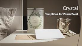  Presentation with feminine - Slides having blank-greeting-card-invitation-mockup background and a tawny brown colored foreground