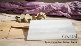  Presentation with feminine - PPT theme featuring blank-greeting-card-invitation-mockup background and a mint green colored foreground