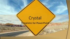  Presentation with nevada desert - PPT theme featuring blank highway sign crossing background and a gold colored foreground
