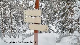  Presentation with blank signs - PPT theme with blank-hiking-trail-direction-signs background and a light gray colored foreground