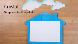  Presentation with whiteboard - PPT theme featuring blank house shape whiteboard background and a  colored foreground