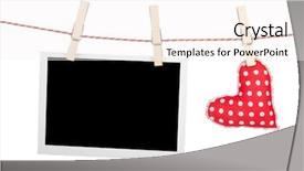  Presentation with smart watch red heart - Presentation theme enhanced with blank instant photo and red background and a sky blue colored foreground