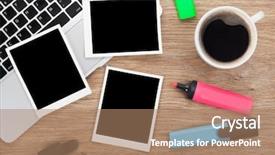  Presentation with instant messaging - Cool new presentation theme with blank instant photo frames backdrop and a coral colored foreground