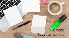  Presentation with instant messaging - Amazing PPT theme having blank instant photo frames backdrop and a coral colored foreground