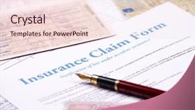 Presentation with insurance - PPT theme enhanced with blank insurance claim form background and a lemonade colored foreground