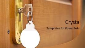  Presentation with keyhole - Presentation theme featuring blank label shape christmas background and a coral colored foreground