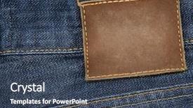  Presentation with jeans - Theme consisting of blank leather jeans label background and a ocean colored foreground