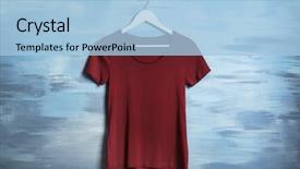  Presentation with maroon - Audience pleasing PPT theme consisting of blank maroon t-shirt backdrop and a light blue colored foreground