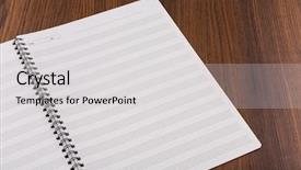  Presentation with blank note book and wooden - Theme featuring blank musical notes book mock background and a light gray colored foreground