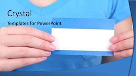  Presentation with clothes - Beautiful slides featuring blank nametag on girl's backdrop and a light blue colored foreground
