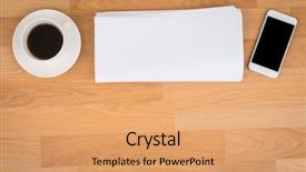  Presentation with coffee cup - Beautiful slide deck featuring blank newspaper with empty space backdrop and a  colored foreground