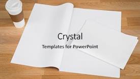  Presentation with cup coffee - Beautiful slide deck featuring blank newspaper with empty space backdrop and a white colored foreground