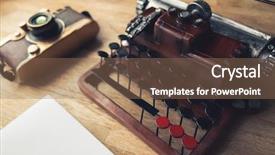  Presentation with note book - Amazing PPT theme having blank note book with typewriter backdrop and a  colored foreground
