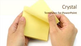  Presentation with blank note book and wooden - Presentation theme enhanced with blank note in hand isolated background and a  colored foreground