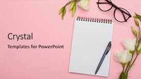  Presentation with eyeglasses - Amazing slide set having blank note pad with eyeglasses backdrop and a lemonade colored foreground