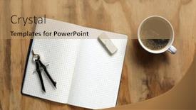  Presentation with notebook - Slides having blank notebook open background and a coral colored foreground