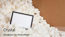  Presentation with peanuts - Cool new presentation theme with corrugated boxes - blank notecard sitting in packing backdrop and a lemonade colored foreground