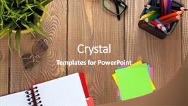  Presentation with colorful flower - Presentation design enhanced with blank notepad and colorful pencil background and a coral colored foreground