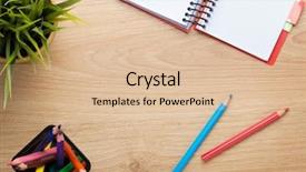  Presentation with colorful flower - Theme with blank notepad and colorful pencils background and a lemonade colored foreground