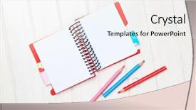  Presentation with colored pencils - Beautiful slide deck featuring blank notepad and colorful pencils backdrop and a white colored foreground